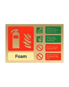 Foam Fire Extinguisher ID Sign – Gold | 150mm x 100mm | Class A & B