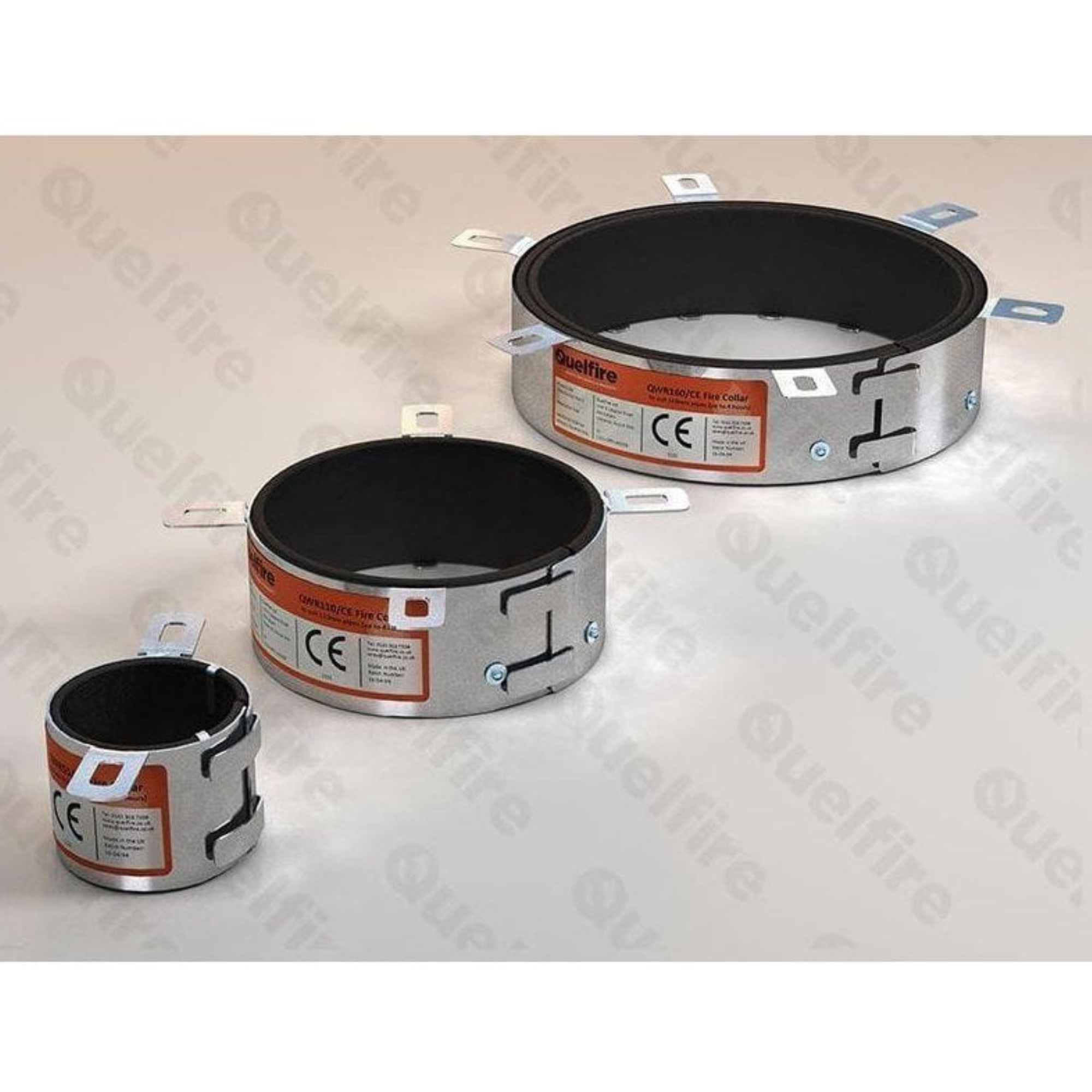 Quelfire QWR CE Marked Intumescent Fire Collar – For 25mm to 160mm Plastic Pipes