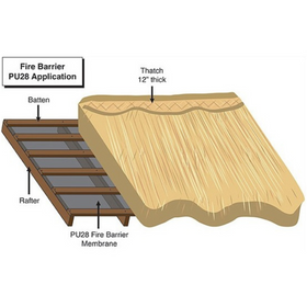 FirePro Plus PU28 Thatch Roof Fire Barrier – 90 Minute Fire Rated (1m x 50m Roll)