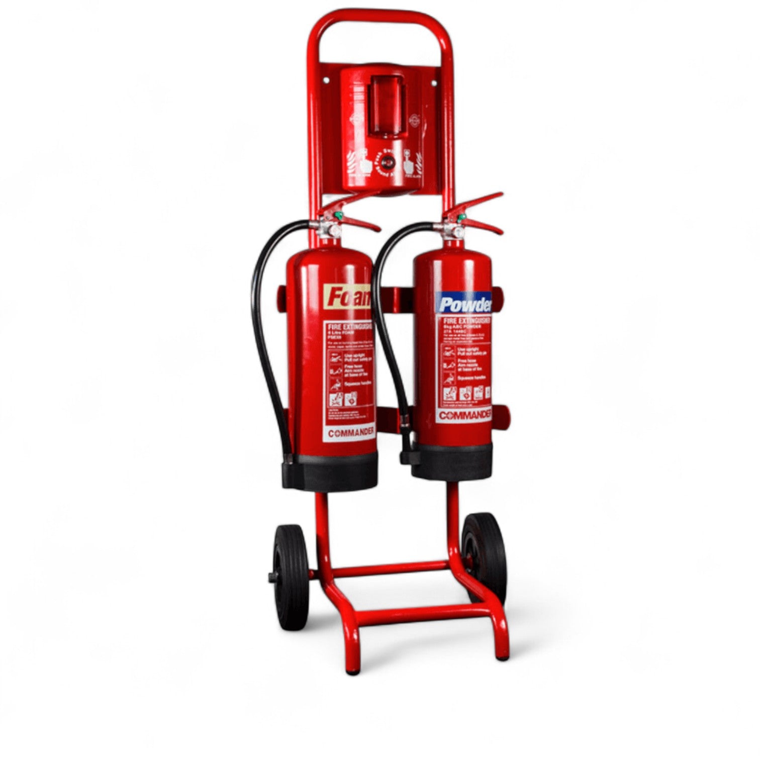 CheckFire Double Fire Extinguisher Trolley – Standard, Compact & Backboard