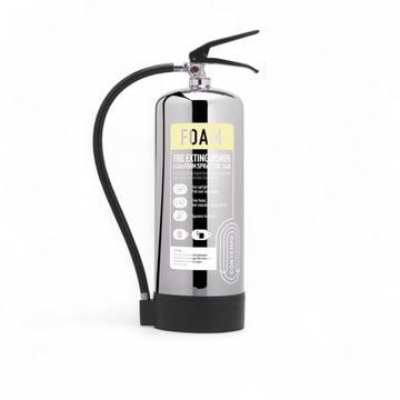 CheckFire Contempo Foam Fire Extinguishers – Stainless Steel 6L & 9L (Class A & B)
