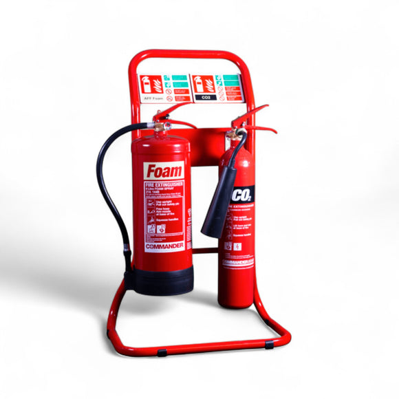 CheckFire Tubular Fire Extinguisher Stand – Red & Chrome (Single/Double)
