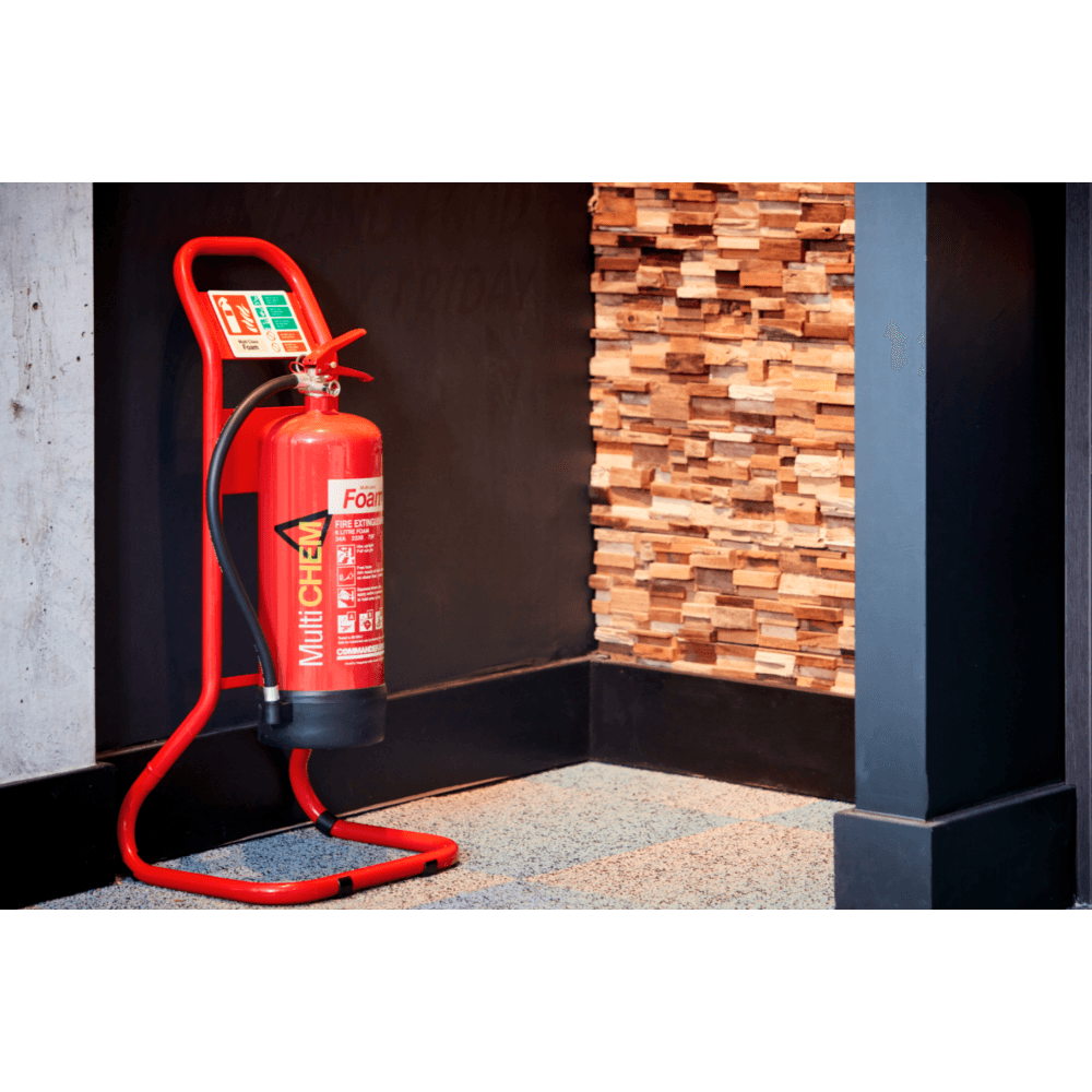 CheckFire Tubular Fire Extinguisher Stand – Red & Chrome (Single/Double)