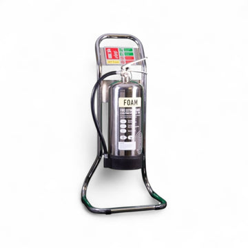 CheckFire Tubular Fire Extinguisher Stand – Red, Chrome & Gold | Single & Double