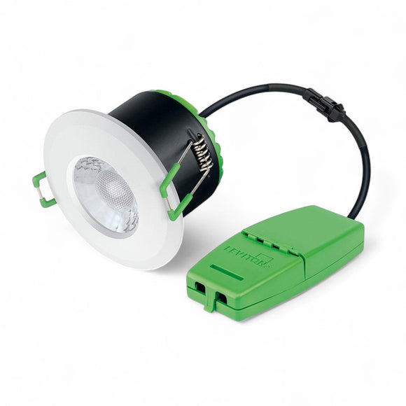 JCC V50™ Fire-Rated LED Downlight – White Bezel, 3000K & 4000K Selectable, IP65